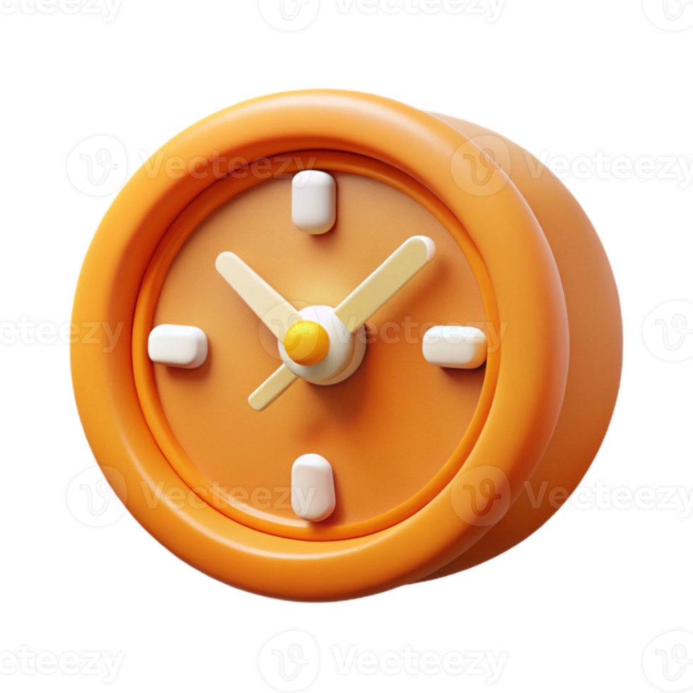 serene creative Orange Clock Icon with Time Management Concept Transparent Background high resolution png