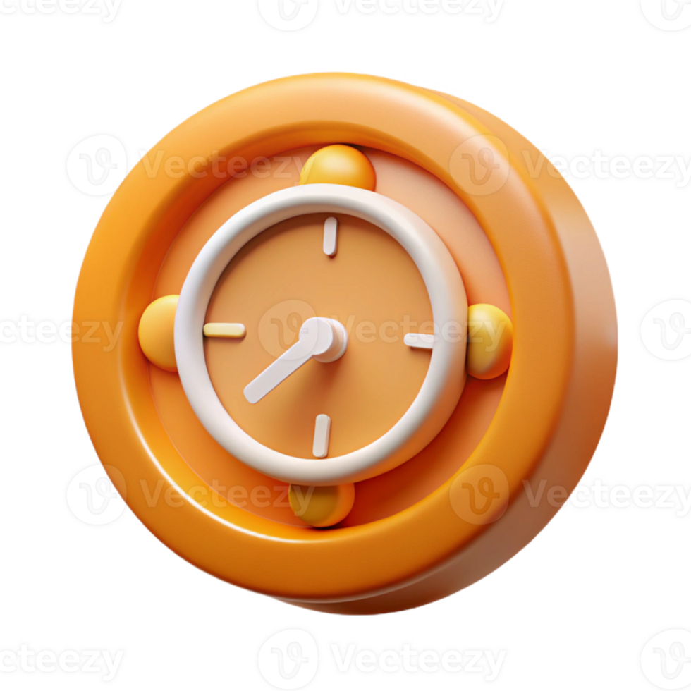 impressive classic Orange Clock Icon with Time Management Concept Transparent Background genuine png