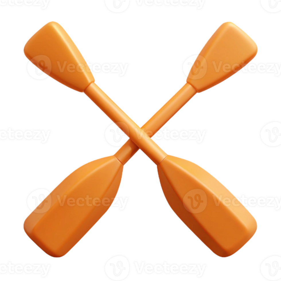 vibrant minimalist Orange Kayak Paddles Crossed Isolated high quality png
