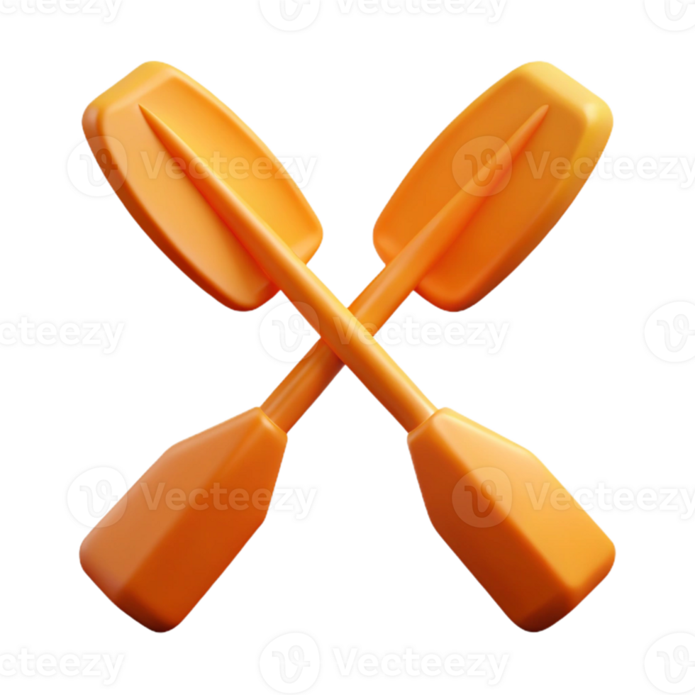 dramatic minimalist Orange Kayak Paddles Crossed Isolated exclusive png