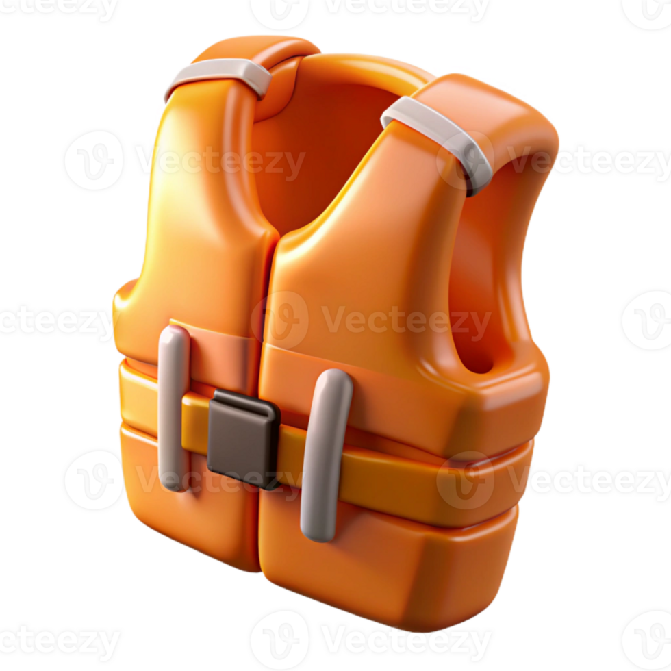 magnificent vintage Orange Life Vest Angled View Isolated professional png