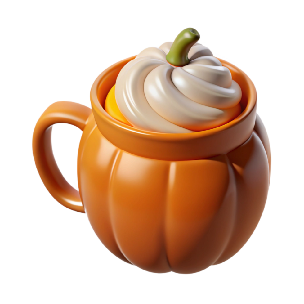 beautiful abstract Orange Pumpkin Spice Latte Isolated with Whipped Cream premium png