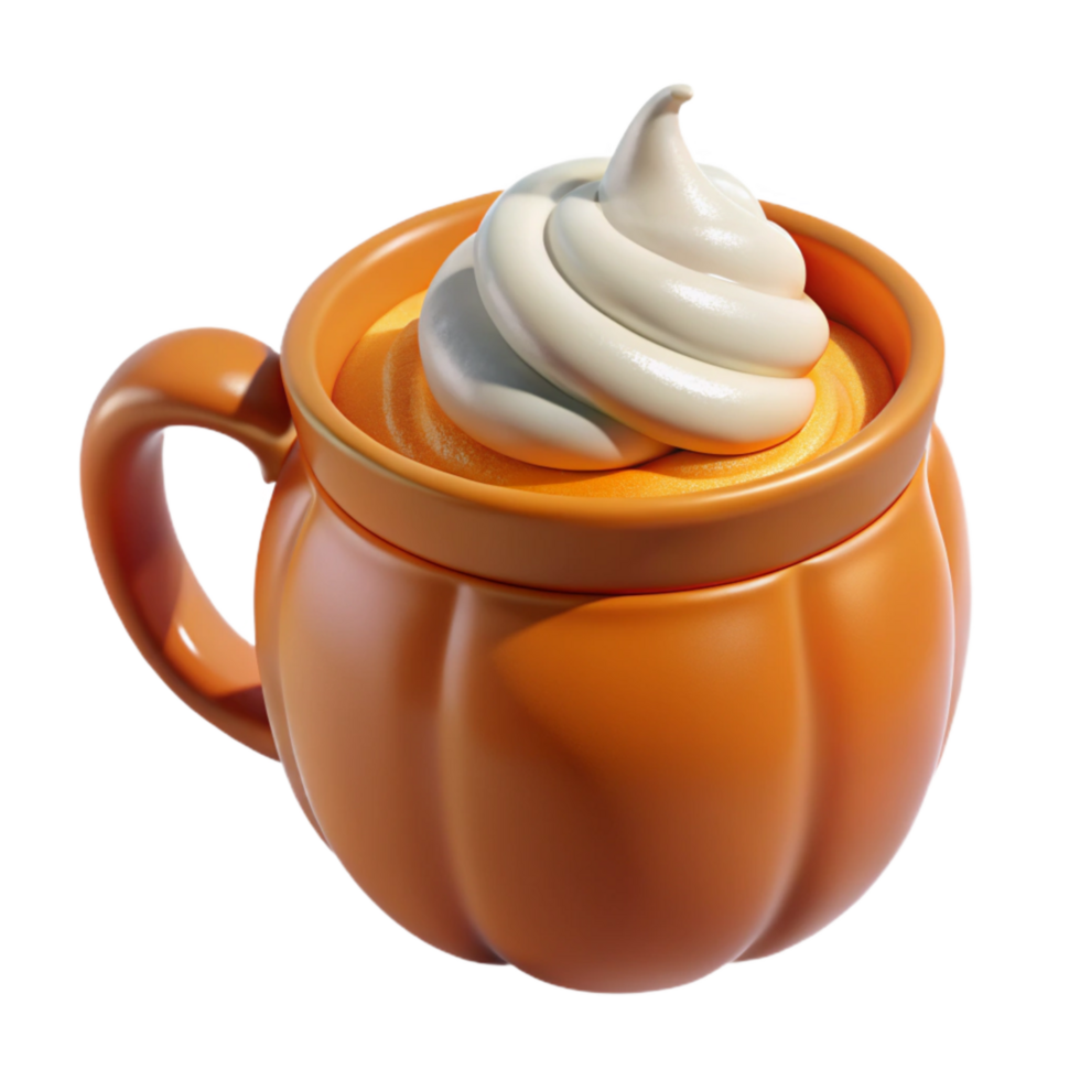 stunning modern Orange Pumpkin Spice Latte Isolated with Whipped Cream exclusive png