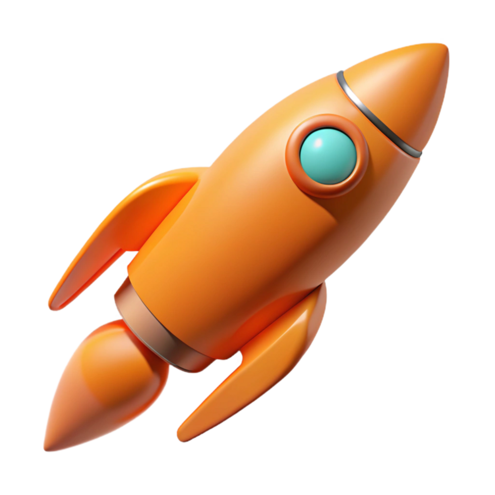 serene traditional Orange Rocket Launching Upwards Transparent detailed png