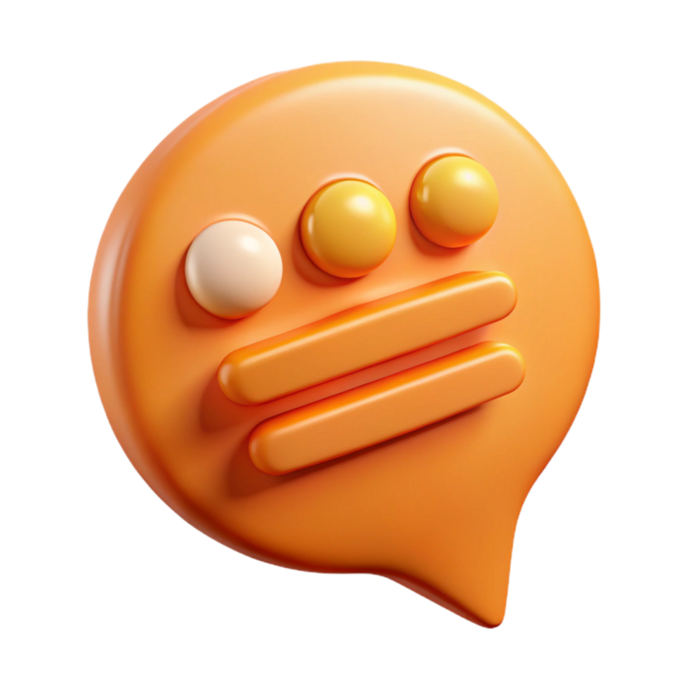 elegant artistic Orange Speech Bubble with Hashtag Symbol Transparent Background premium png