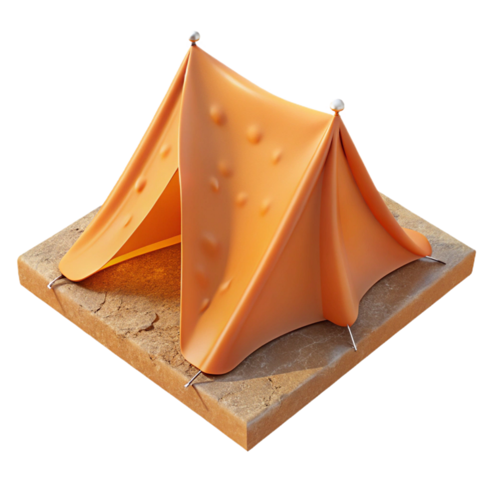 extraordinary minimalist Orange Tent Footprint Groundsheet Isolated Element detailed png
