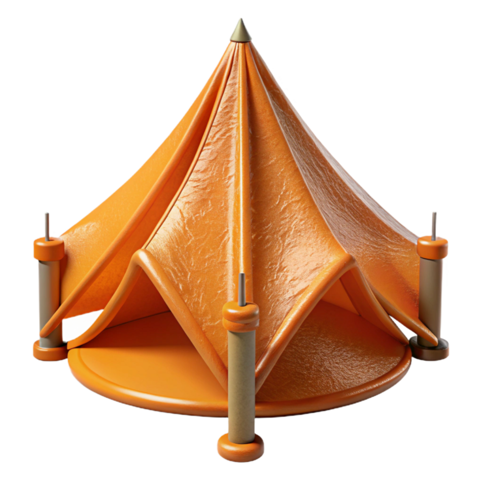 elegant minimalist Orange Tent Poles Aluminum Close Up Isolated Element high quality png
