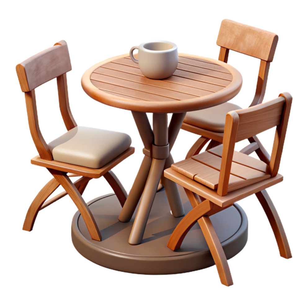 vibrant traditional Outdoor Cafe Table and Chairs Isolated Cutout authentic png