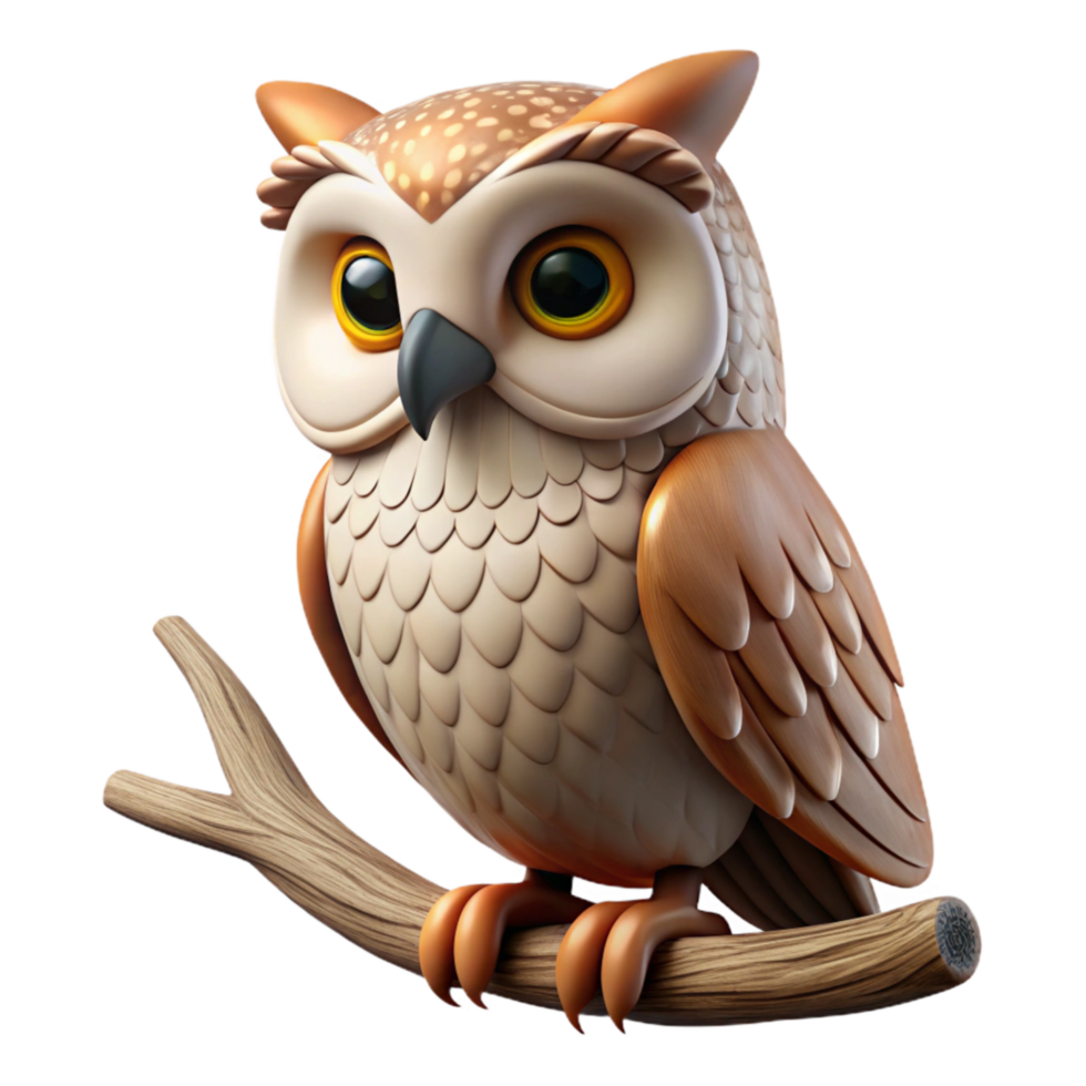 vibrant rustic Owl Perched on Branch Night Scene Isolated high quality png