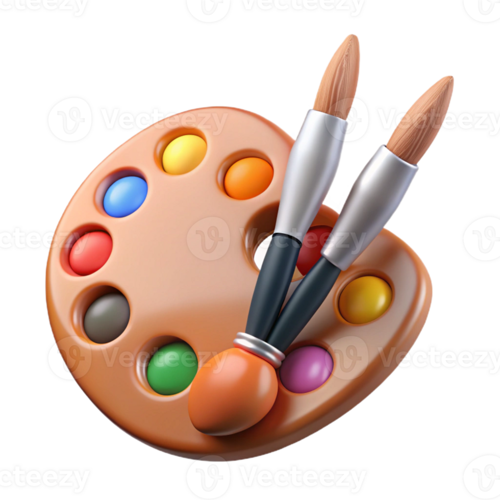 elegant creative Paintbrushes and Palette Transparent Background high resolution png