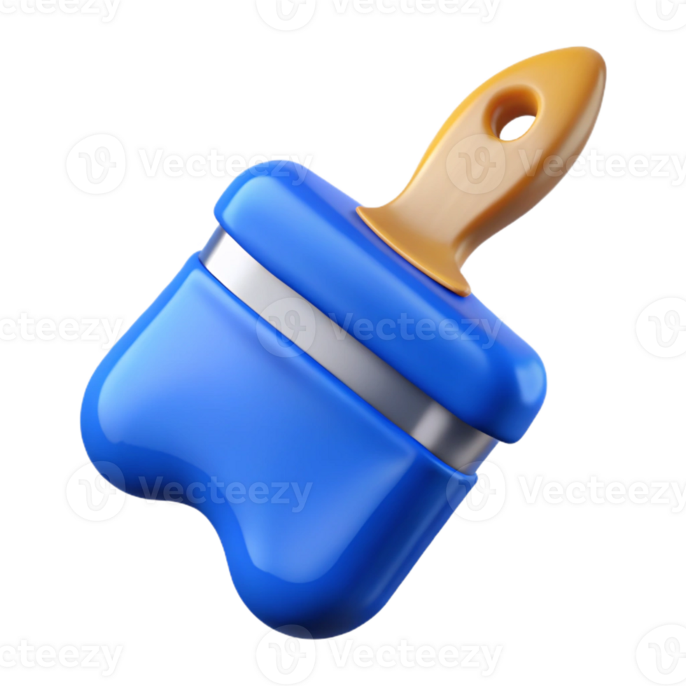 impressive classic Paintbrush with Blue Paint Isolated authentic png