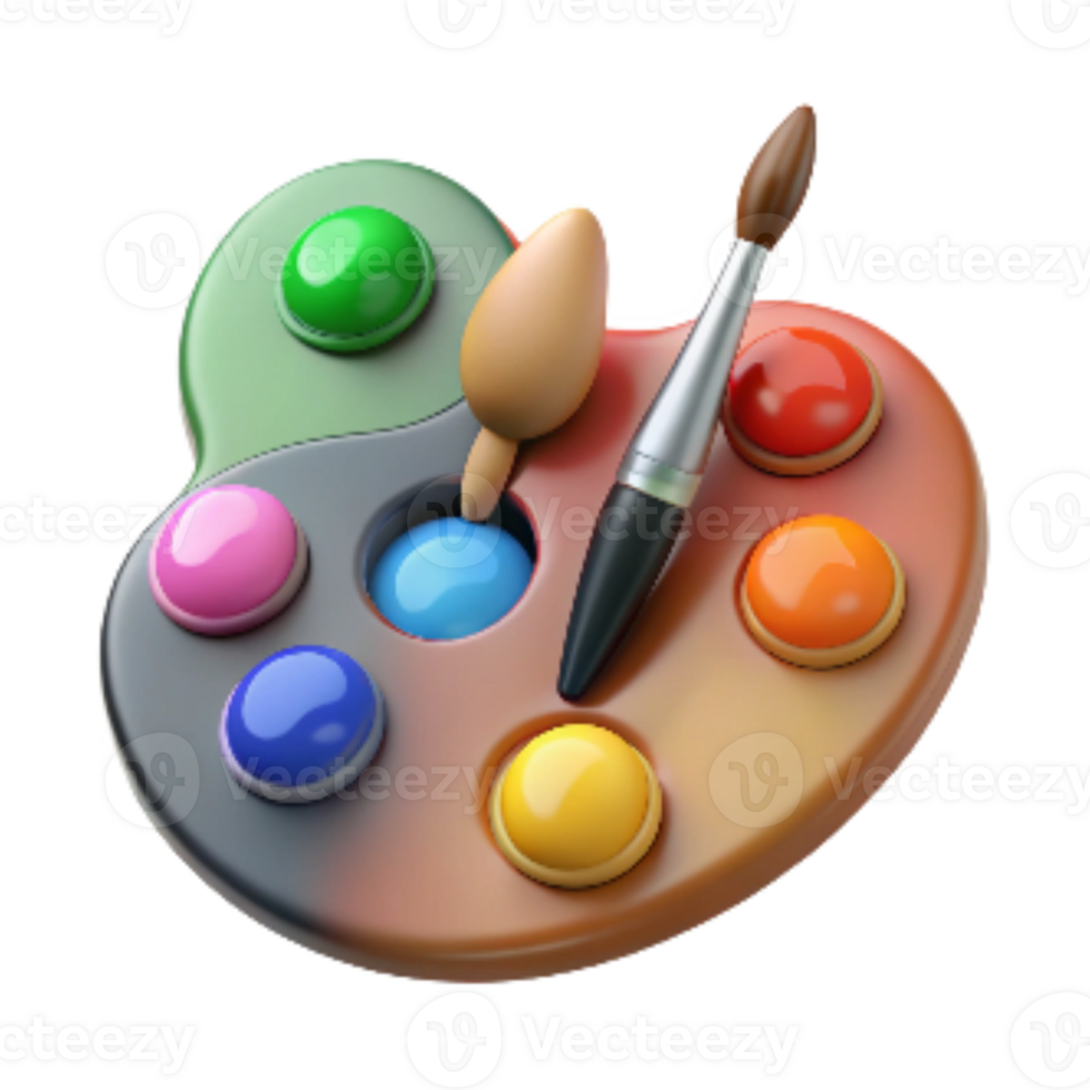 serene creative Paint Palette with Brushes Cutout professional png