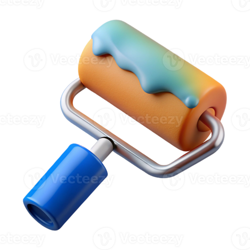 beautiful vintage Paint Roller Applying Paint White Wall Transparent authentic png