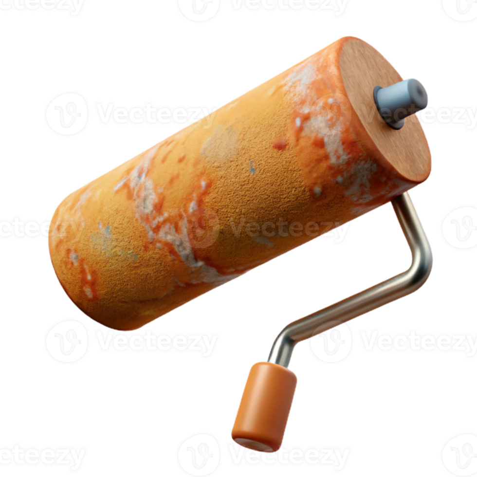 elegant rustic Paint Roller Creating Texture on Wall Transparent Background detailed png