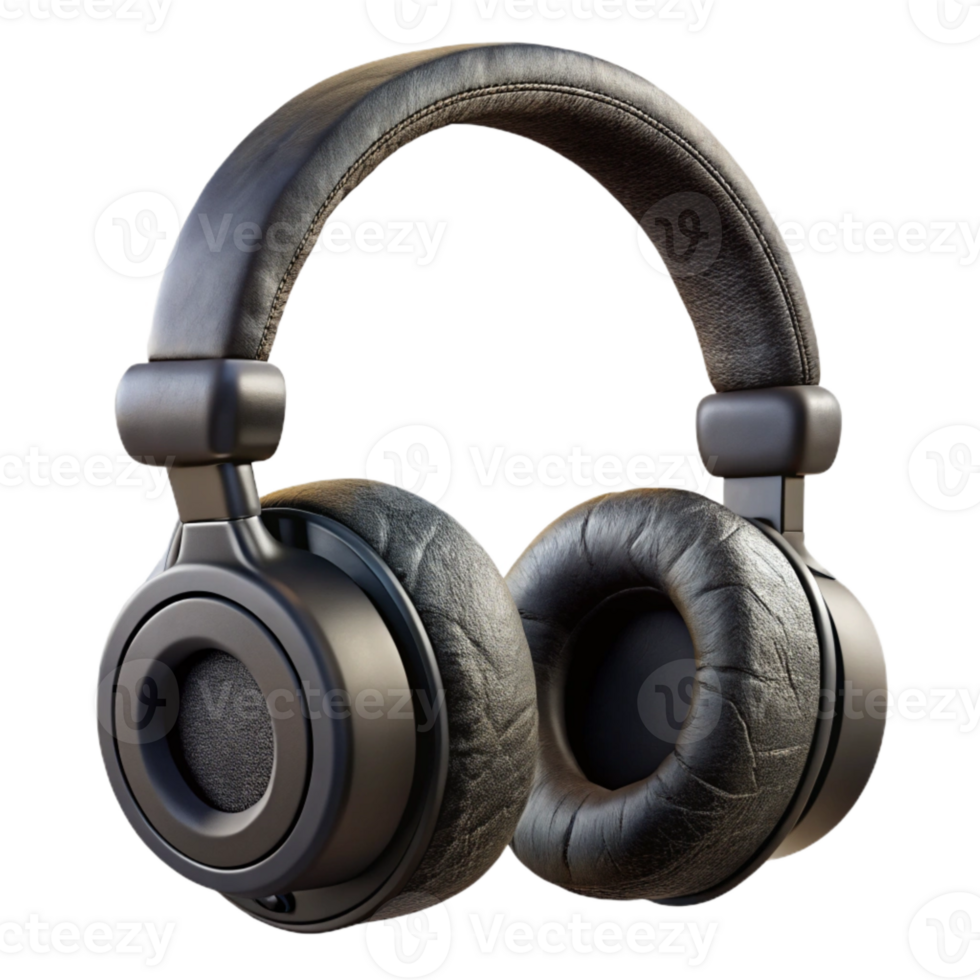 stunning traditional Pair of Black Headphones with Cord Cutout professional png