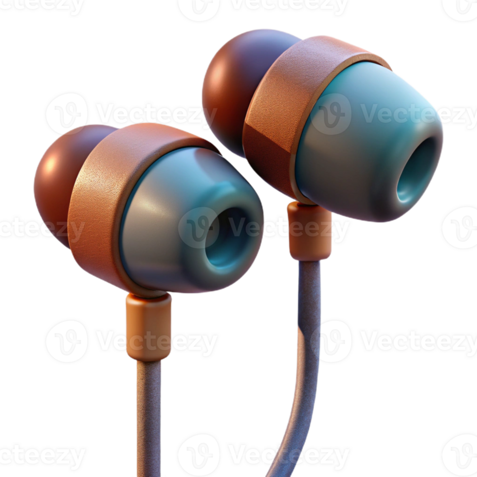 serene contemporary Pair of Earbuds with Wire Isolated detailed png