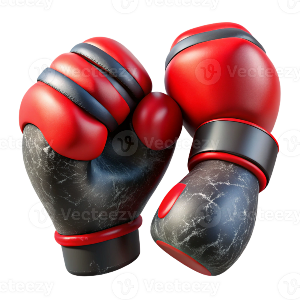 vibrant creative Pair of Boxing Gloves Red and Black Cutout detailed png
