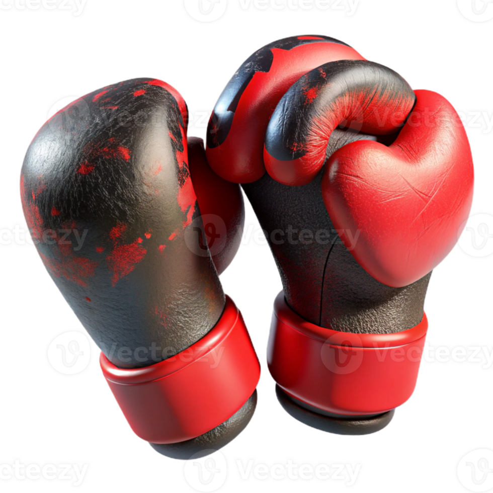 beautiful rustic Pair of Boxing Gloves Red and Black Cutout authentic png