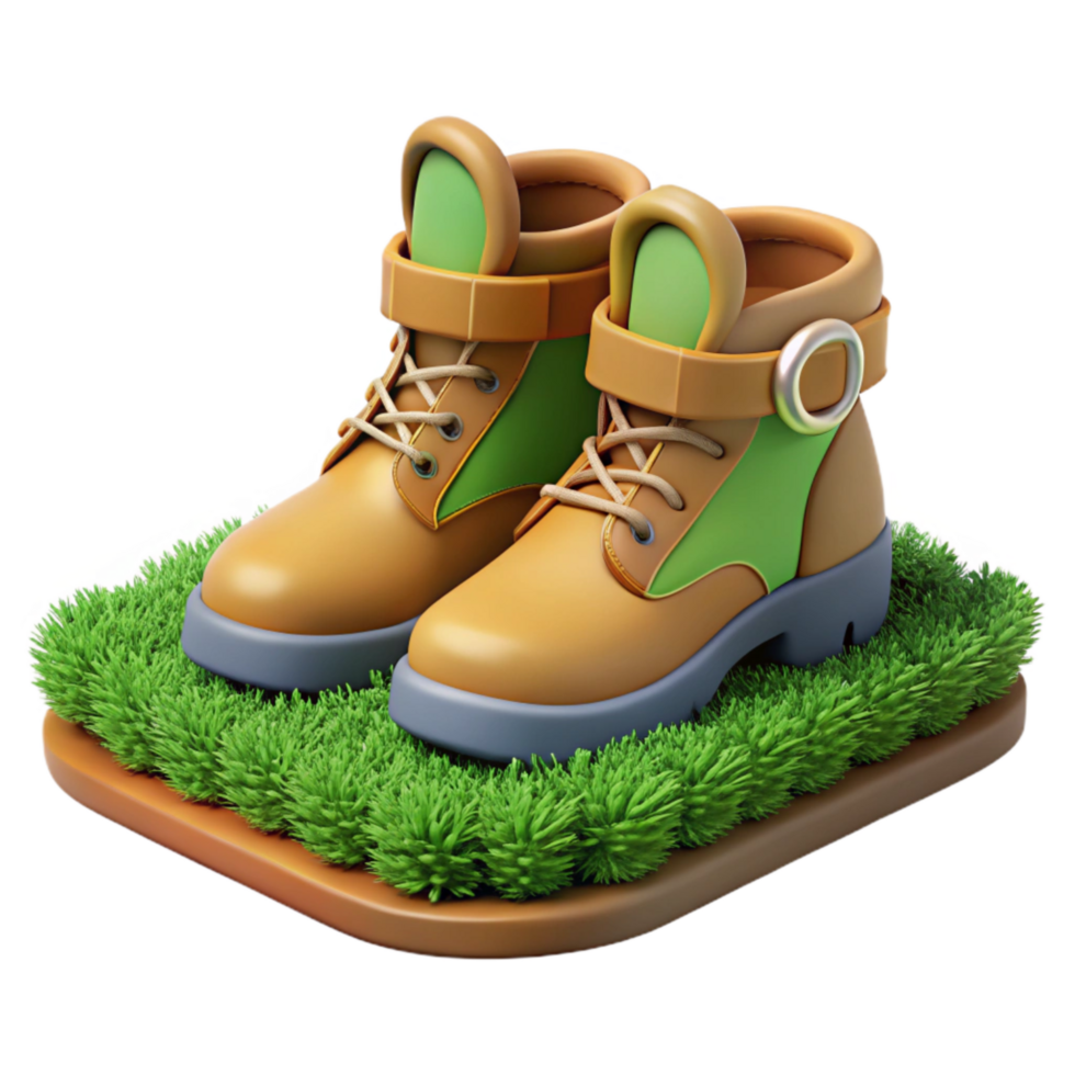 magnificent minimalist Pair of Hiking Boots with Laces Tied Isolated genuine png