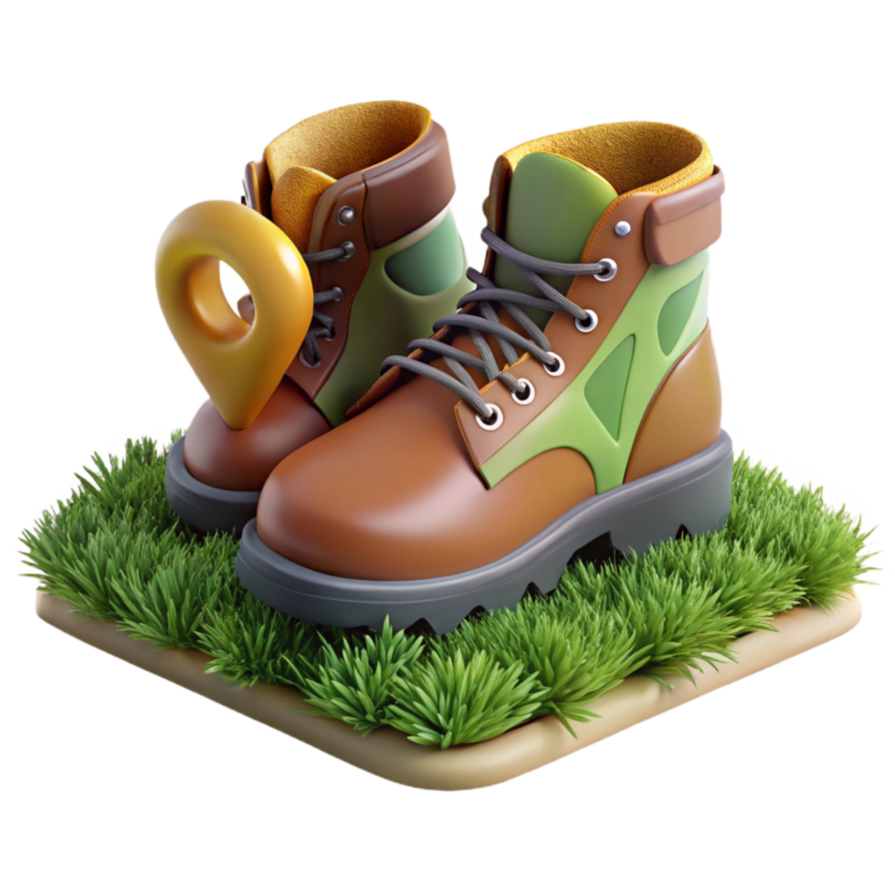 vibrant creative Pair of Hiking Boots with Laces Tied Isolated exclusive png
