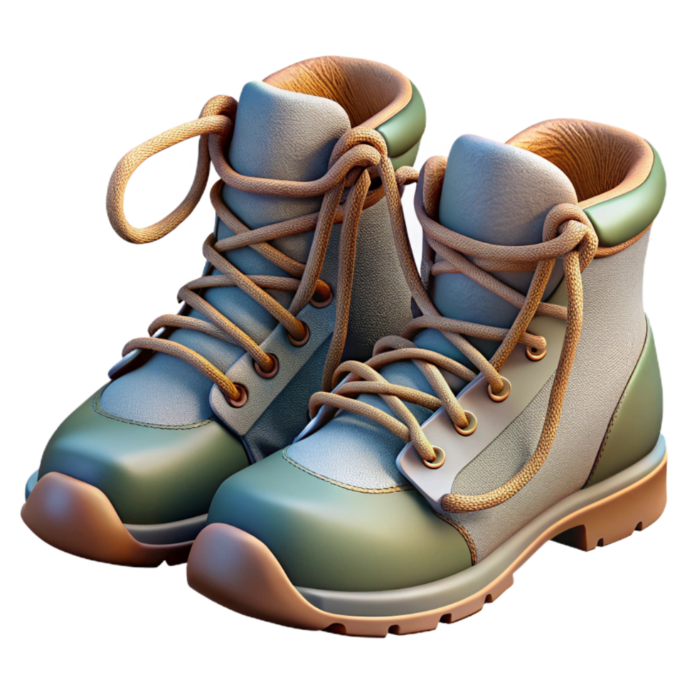 beautiful classic Pair of Hiking Boots with Laces Tied Isolated genuine png
