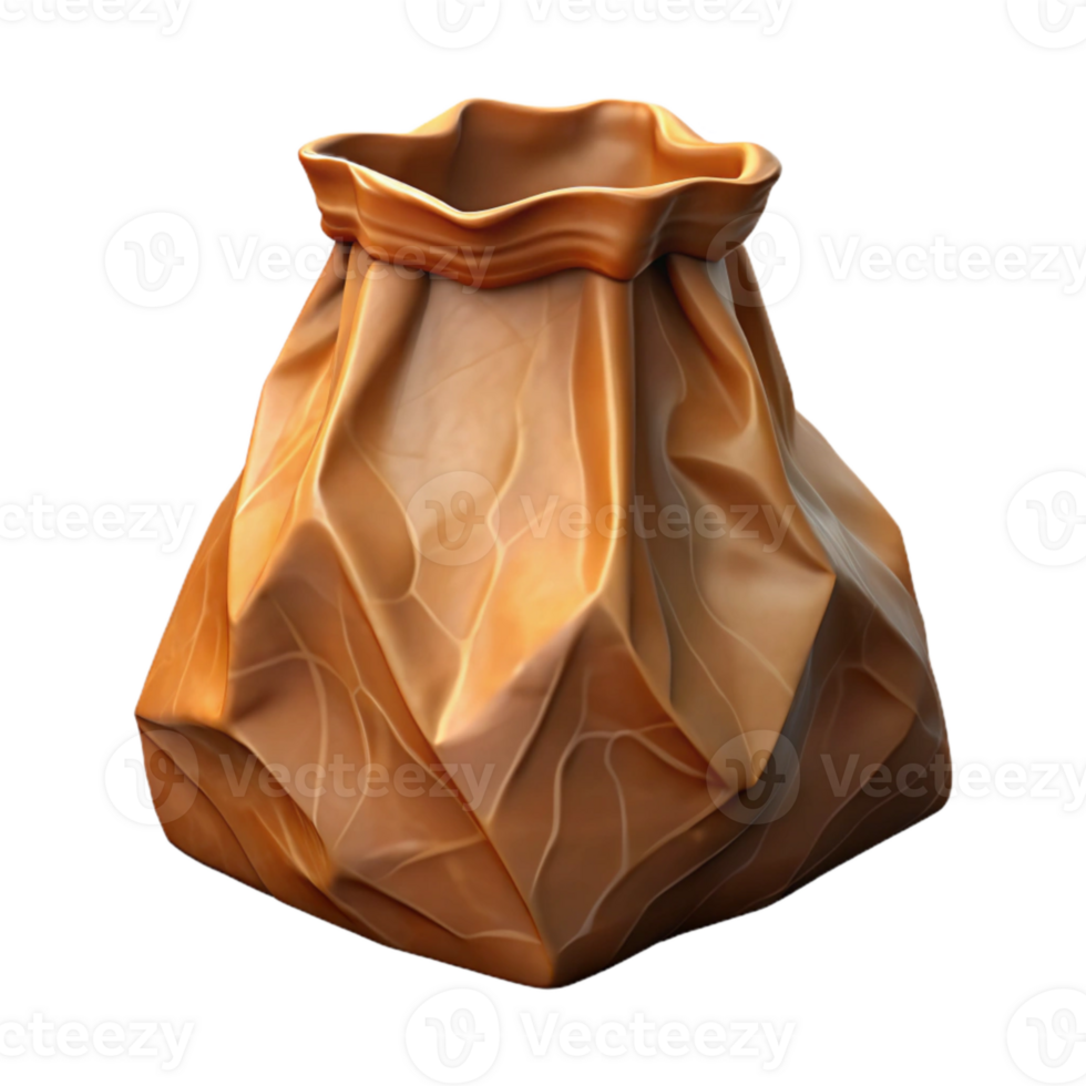 serene artistic Paper Bag Brown Crumpled Isolated original png