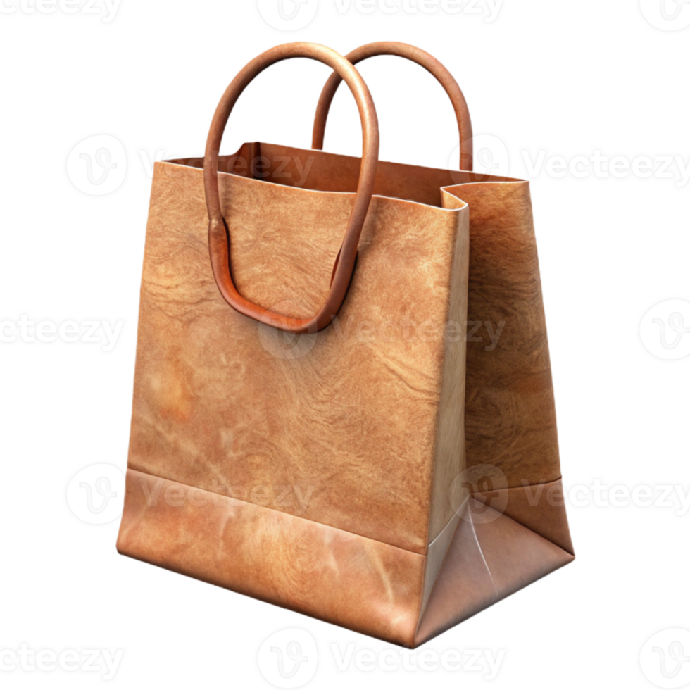 serene traditional Paper Bag Brown Isolated with Handles png