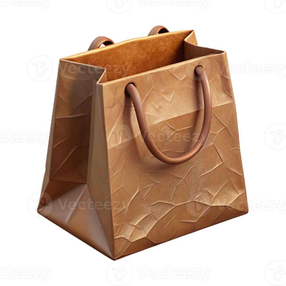 elegant minimalist Paper Bag Brown Isolated with Handles high quality png