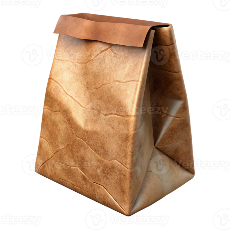 dramatic minimalist Paper Bag Brown Kraft Texture Transparent Background high quality png
