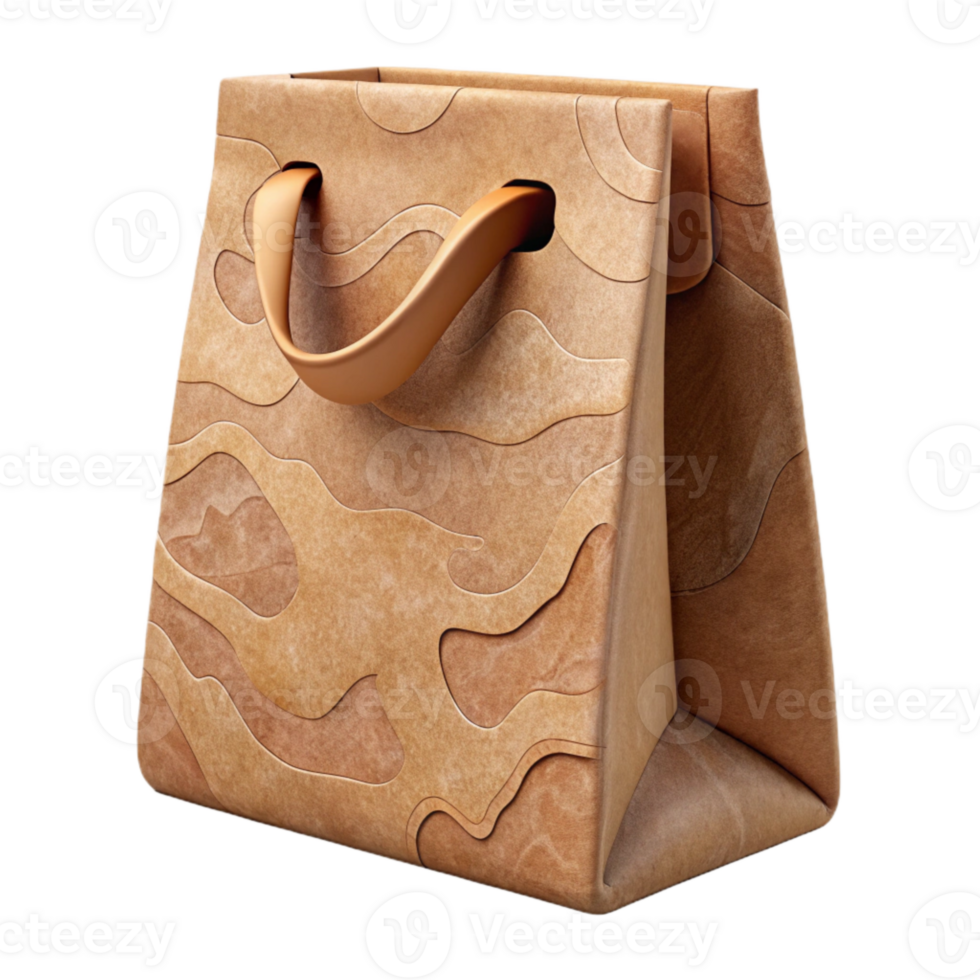 elegant artistic Paper Bag Brown Kraft Texture Transparent Background authentic png