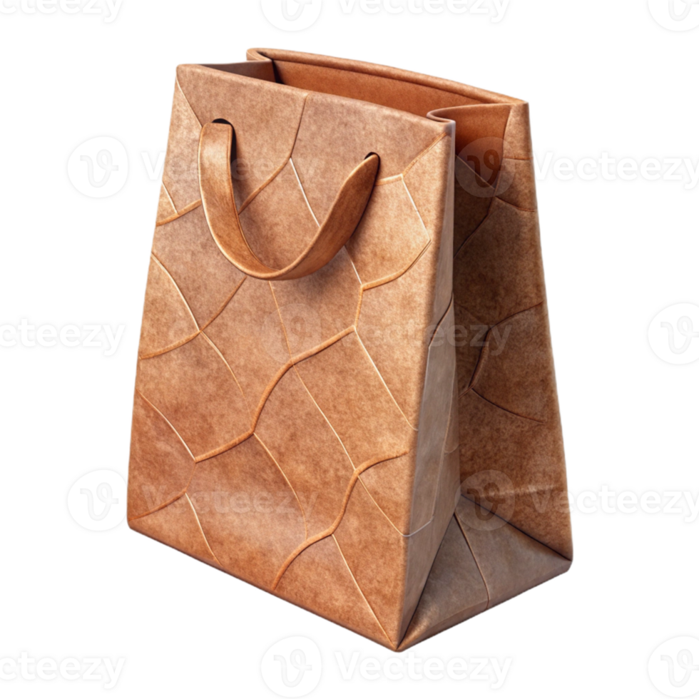 vibrant creative Paper Bag Brown Kraft Texture Transparent Background premium png