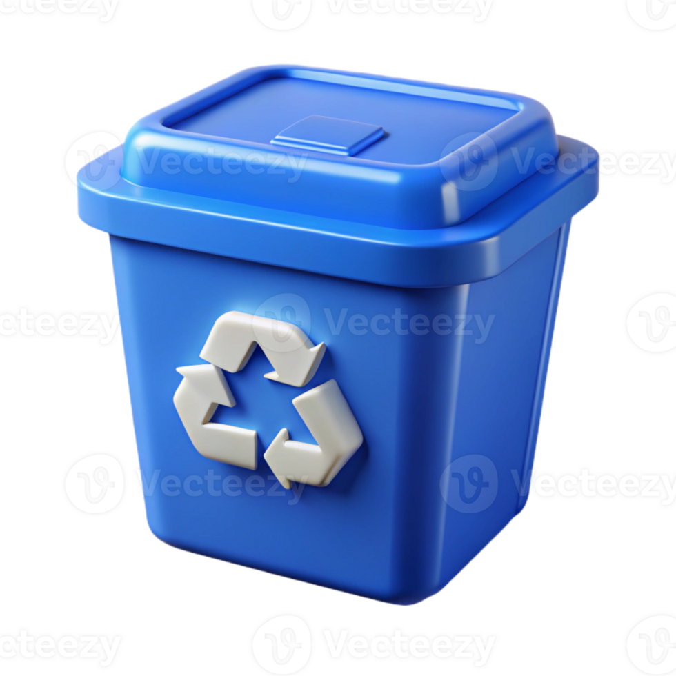 impressive artistic Paper Recycling Bin Blue Top View Cutout authentic png