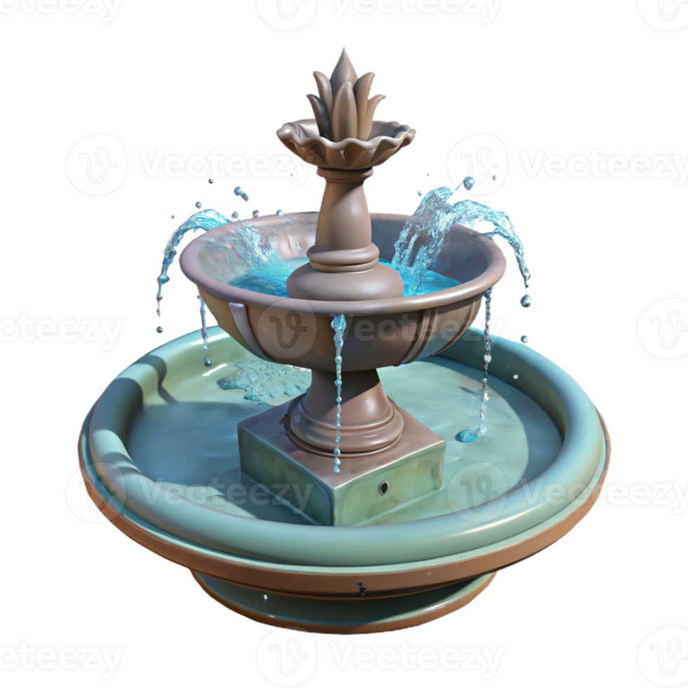 serene contemporary Park Fountain Water Splash Transparent Background high quality png