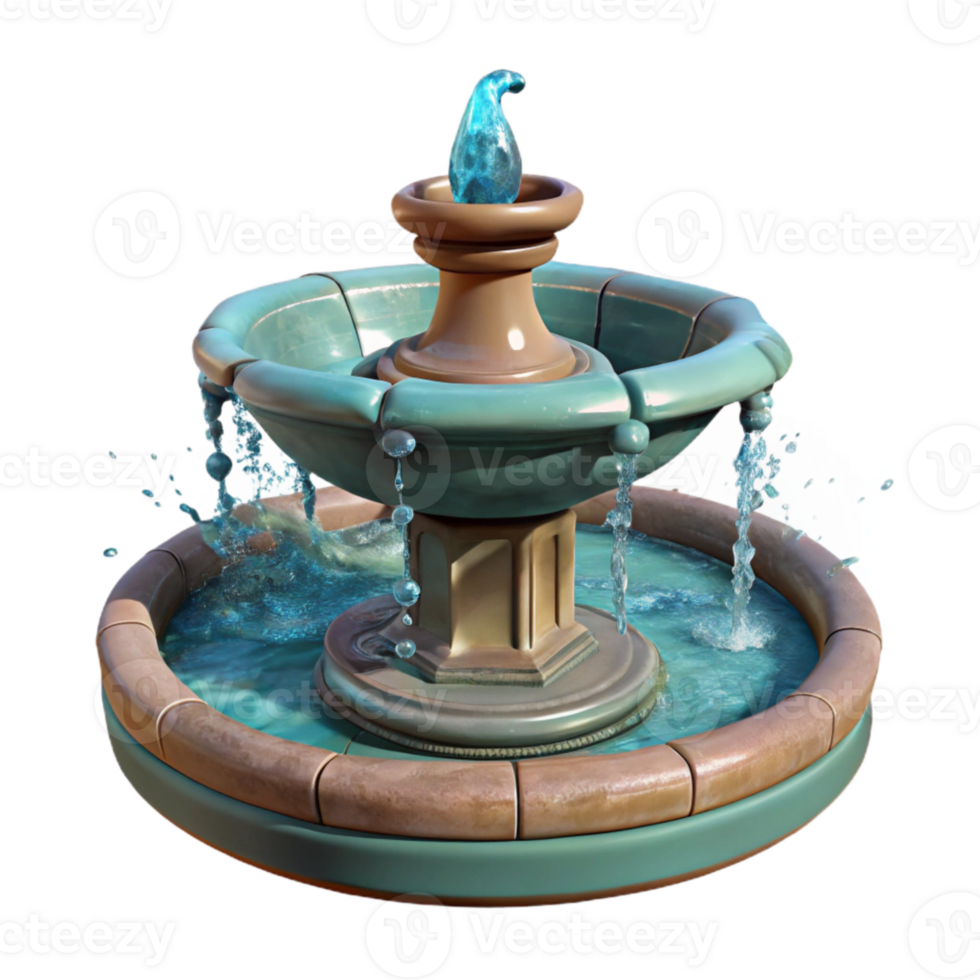 dramatic traditional Park Fountain Water Splash Transparent Background authentic png