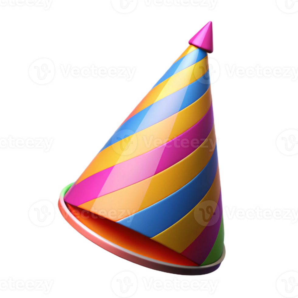 stunning modern Party Hat Cutout with Colorful Stripes Transparent Background original png