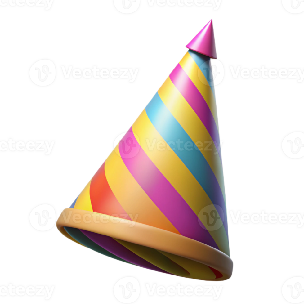 elegant abstract Party Hat Cutout with Colorful Stripes Transparent Background professional png