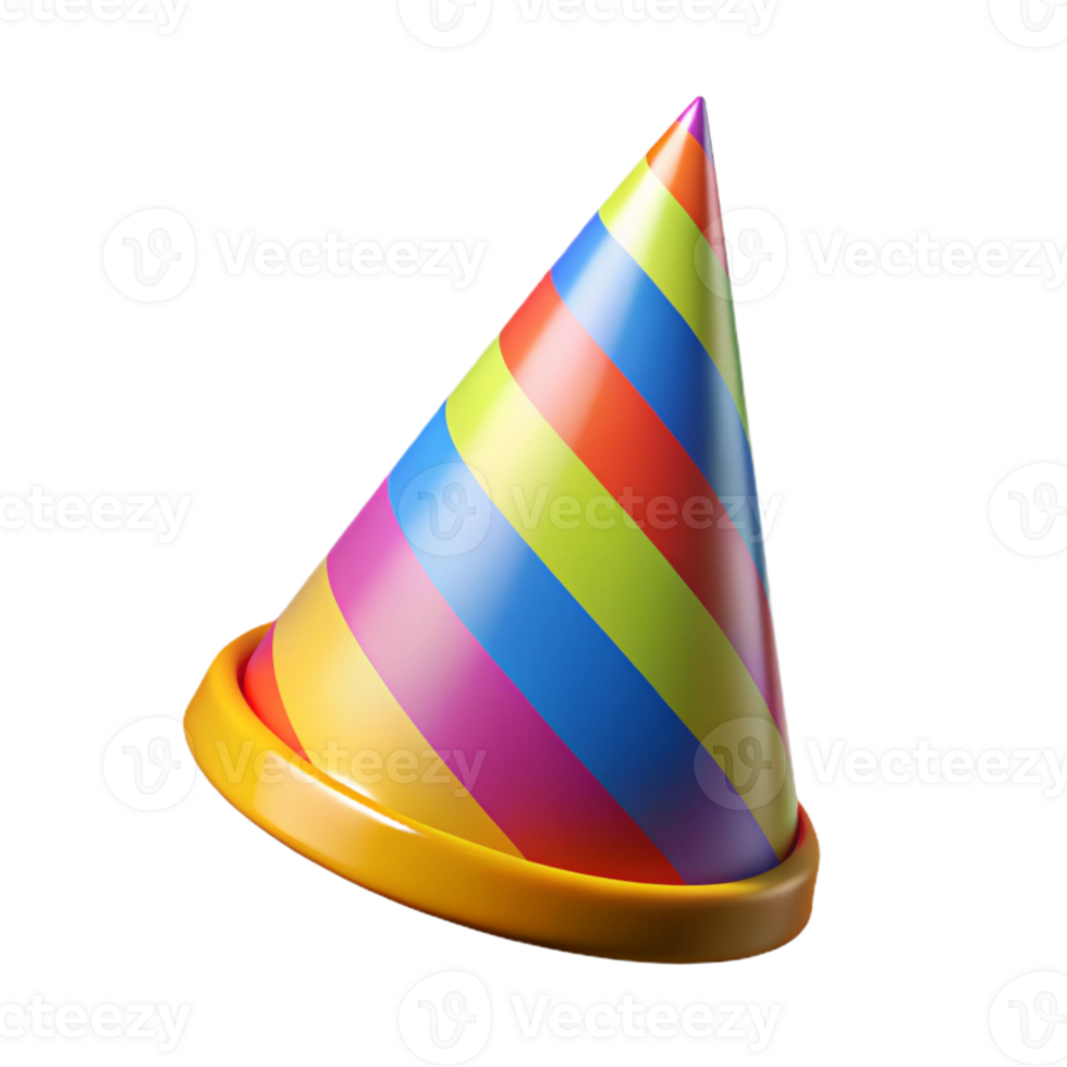 extraordinary contemporary Party Hat Cutout with Colorful Stripes Transparent Background genuine png
