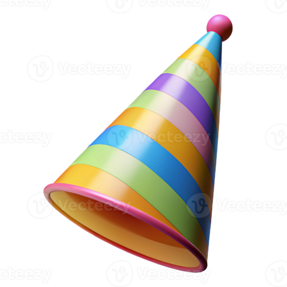 impressive artistic Party Hat Cutout with Colorful Stripes Transparent Background exclusive png