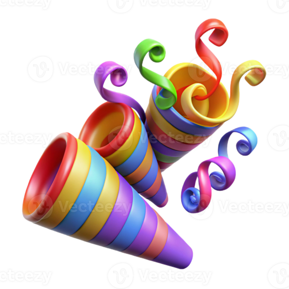 elegant vintage Party Streamers with Colorful Spirals Isolated exclusive png