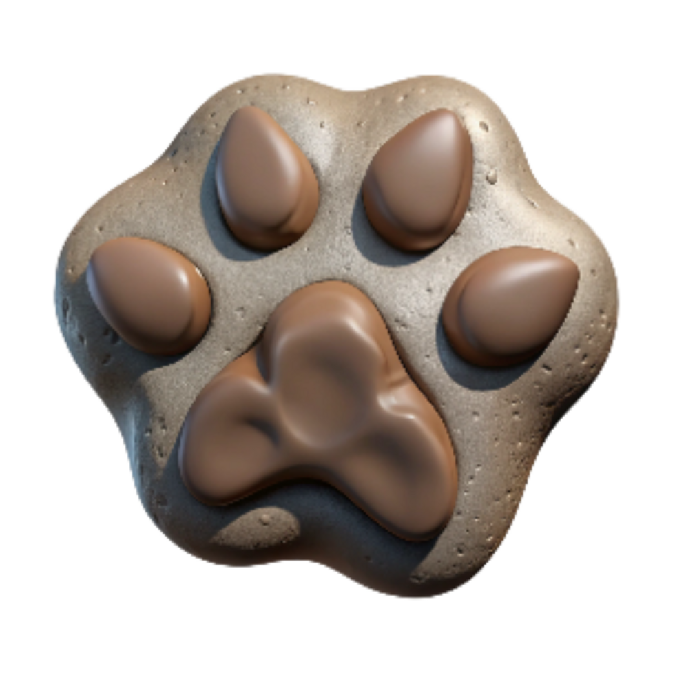 vibrant classic Paw Print in Mud Cutout Isolated premium png