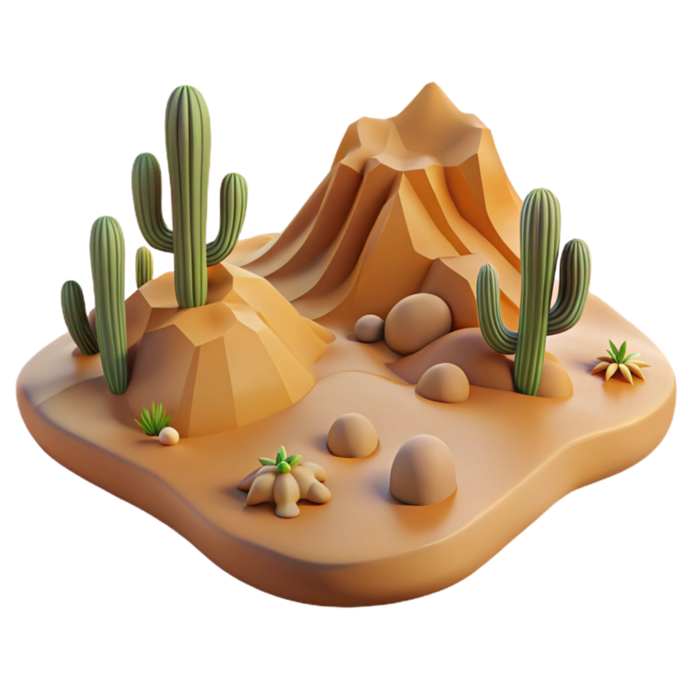 beautiful modern Peaceful Desert Landscape Cutout Isolated premium png