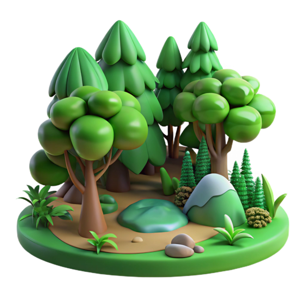 serene abstract Peaceful Forest Scene Green Hues Cutout exclusive png