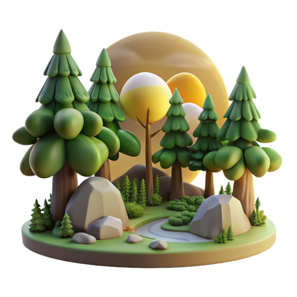 elegant creative Peaceful Forest Scene with Sunlight Cutout original png