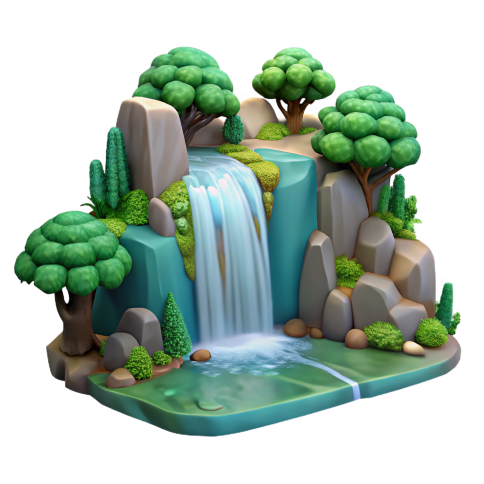 vibrant abstract Peaceful Forest Waterfall Cutout Isolated genuine png