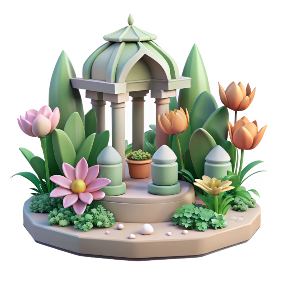 impressive vintage Peaceful Garden Scene Cutout Isolated png