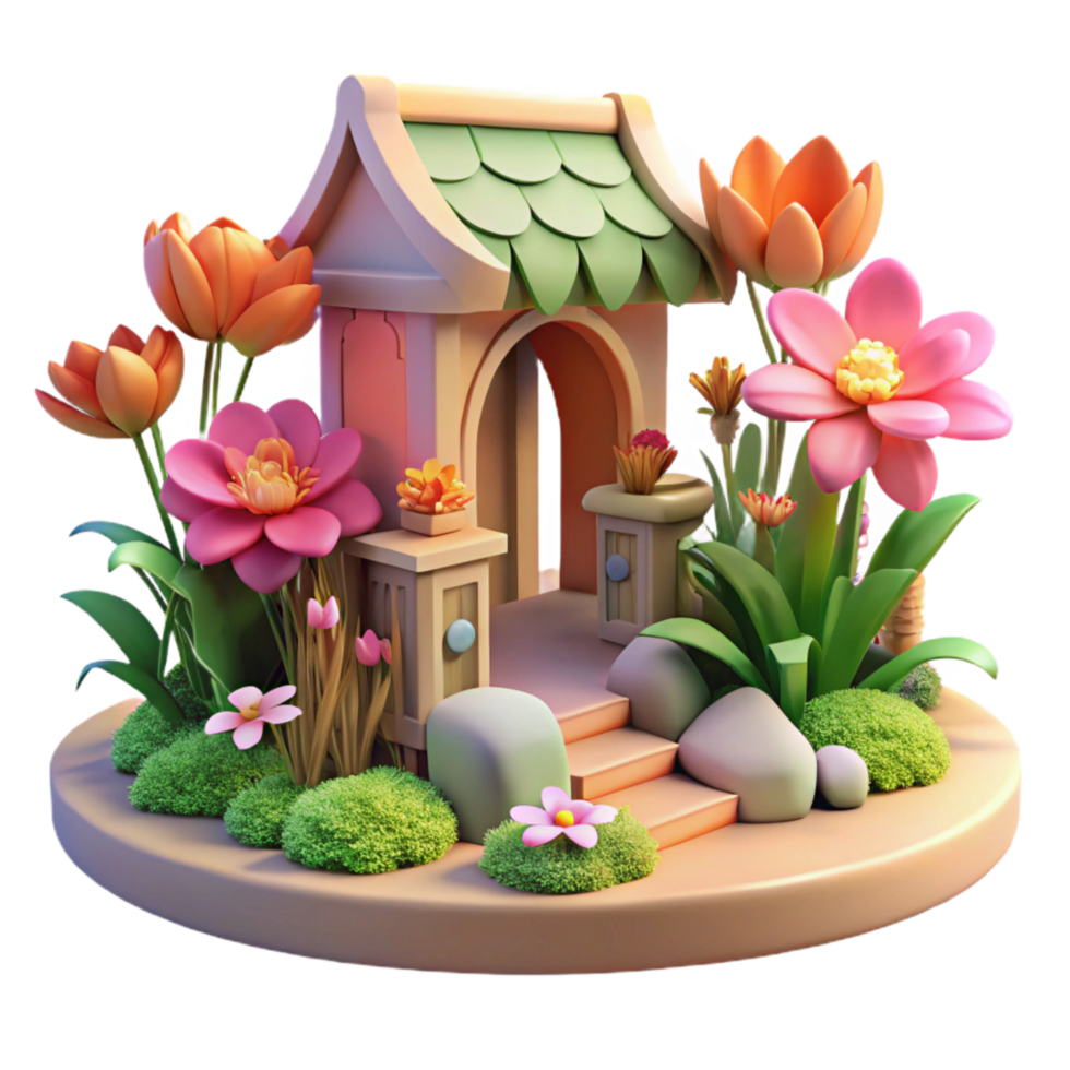 wonderful contemporary Peaceful Garden Scene Cutout Isolated premium png
