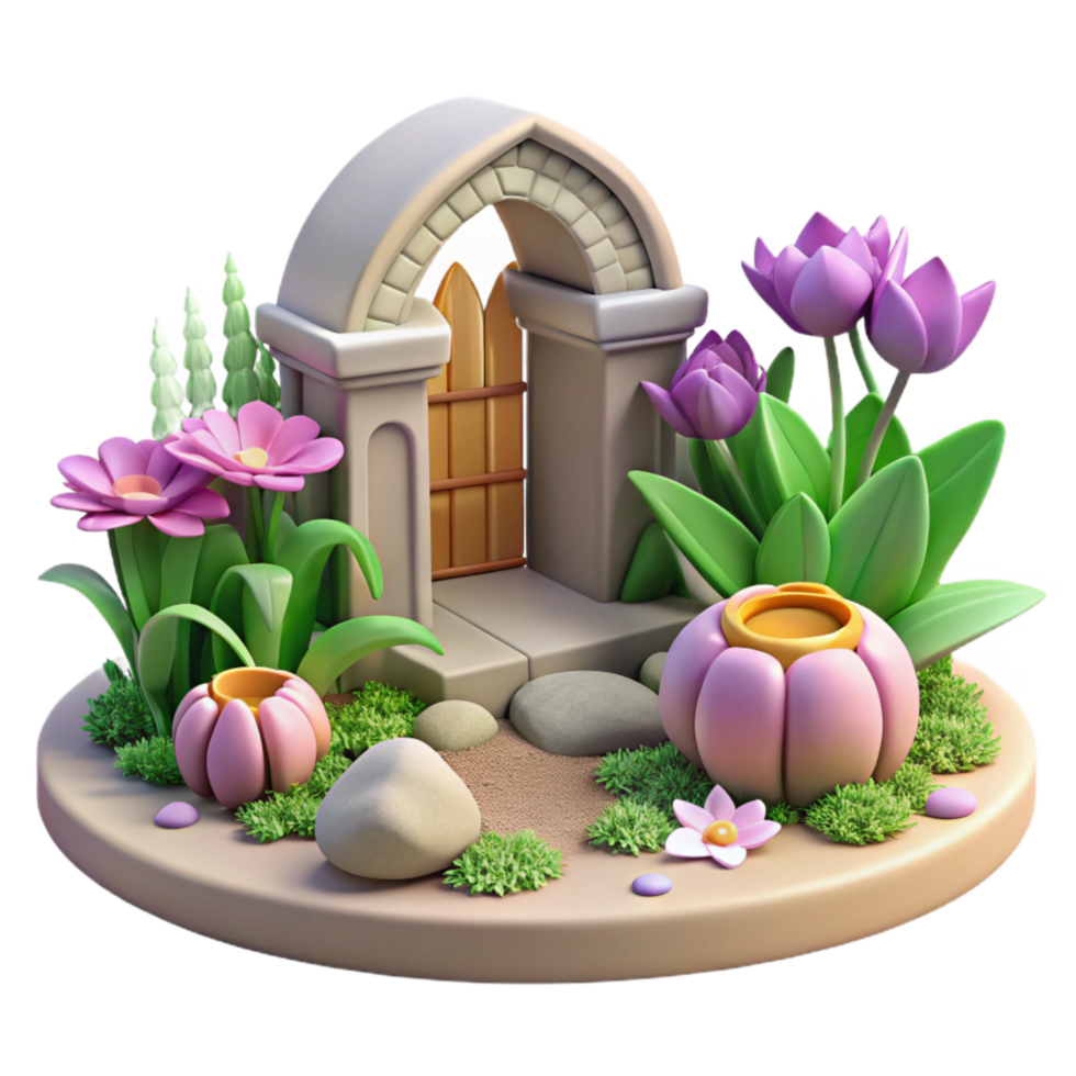 stunning abstract Peaceful Garden Scene Cutout Isolated authentic png