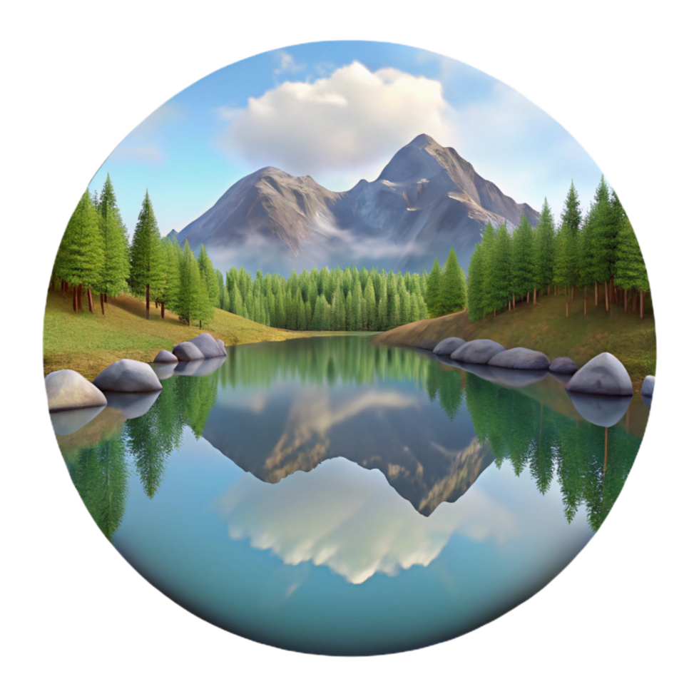 elegant artistic Peaceful Lake with Reflections Cutout Isolated exclusive png