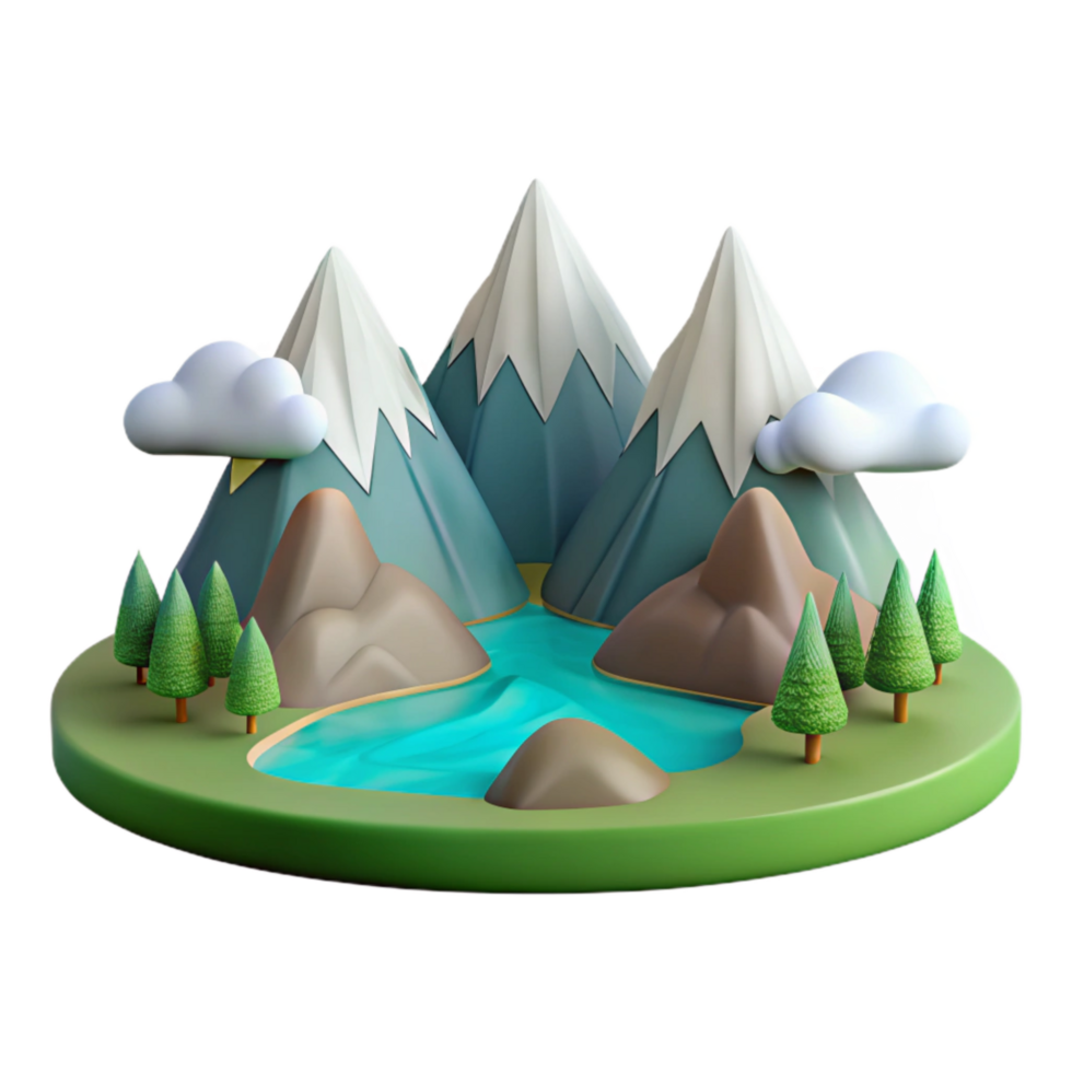 serene classic Peaceful Landscape with Mountains Cutout Transparent Background detailed png