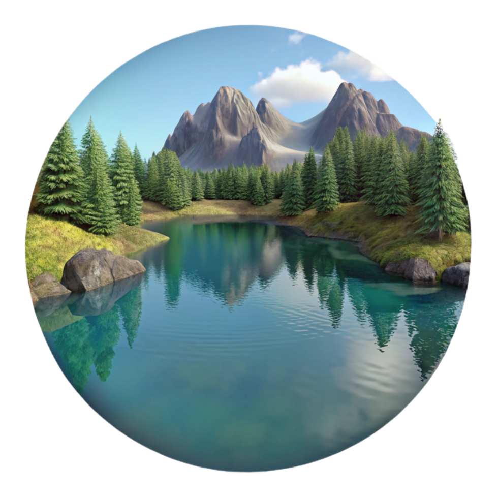 wonderful rustic Peaceful Lake with Reflections Cutout Isolated authentic png